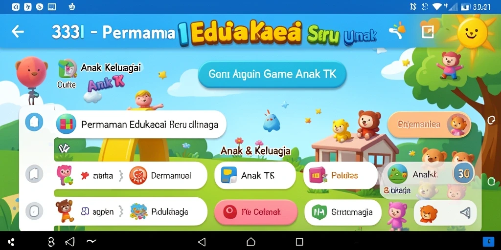 Tampilan antarmuka ramah anak dengan permainan edukasi yang beragam.