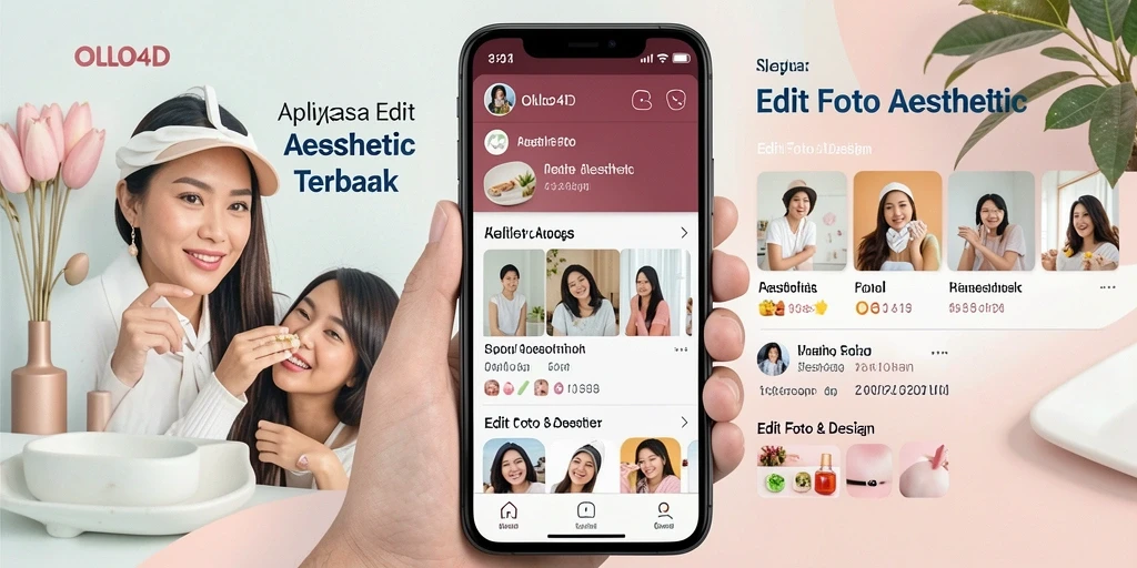 Antarmuka OLLO4D yang intuitif dan menarik saat mengedit foto aesthetic.
