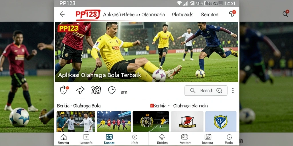 Tampilan antarmuka PP123 untuk berita olahraga bola.